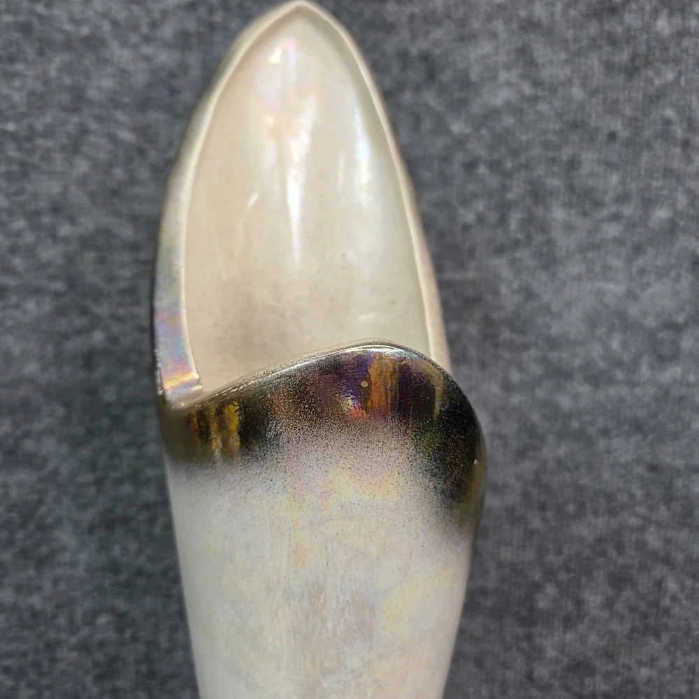 Vintage Royal Haeger Large Vase Lava Glaze Metallic White #R1752 MCM 1950s 16.5